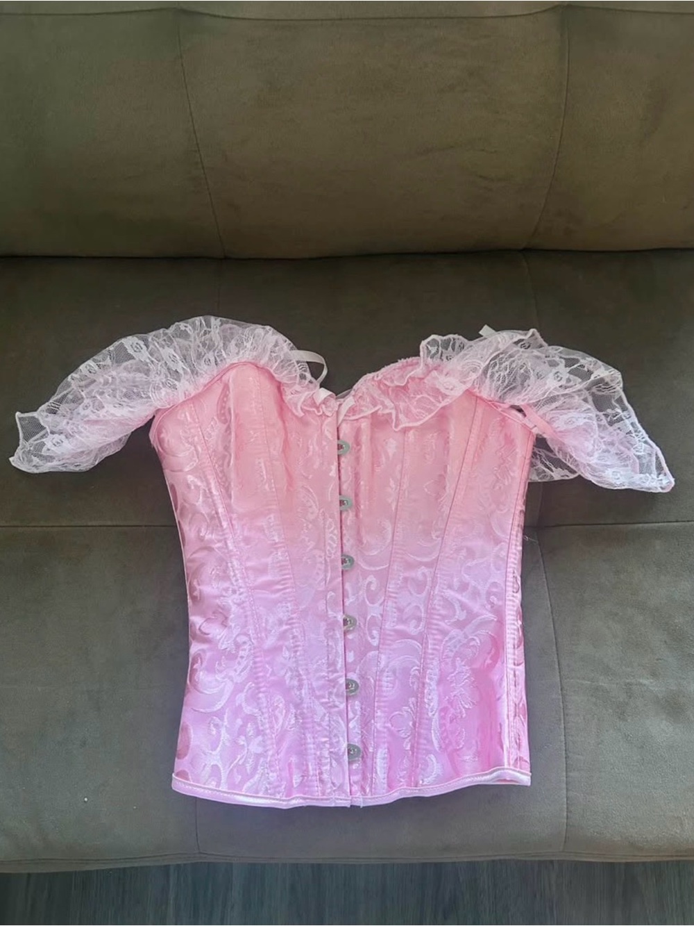 Never Worn Pink Lace Off-Shoulder Corset Top